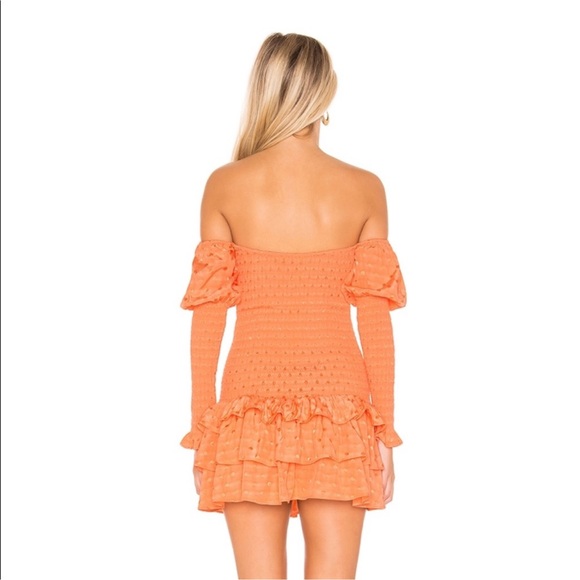 Tularosa orange Mini Dress Long Sleeve Polka Dot Print Size Small - Picture 3 of 4